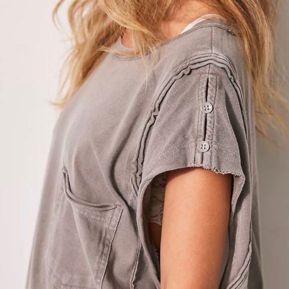 Free People Night Moves Sleep Tee in Satellite” Size XS NWOT - Picture 6 of 6